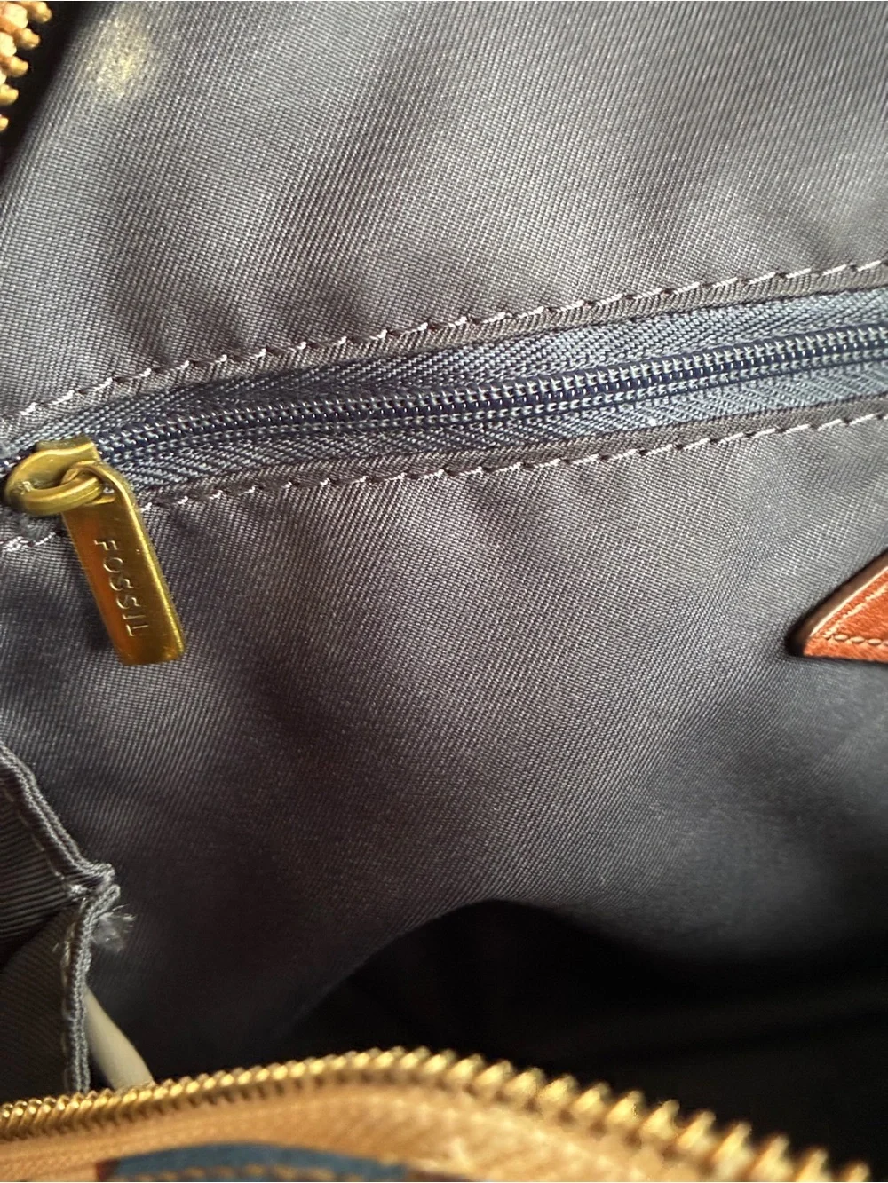 Fossil Multicolor Leaf-Print Satchel with Brown Trim